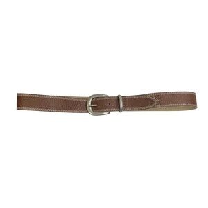 Brown Croc Embossed Faux Leather Silver Buckle Belt